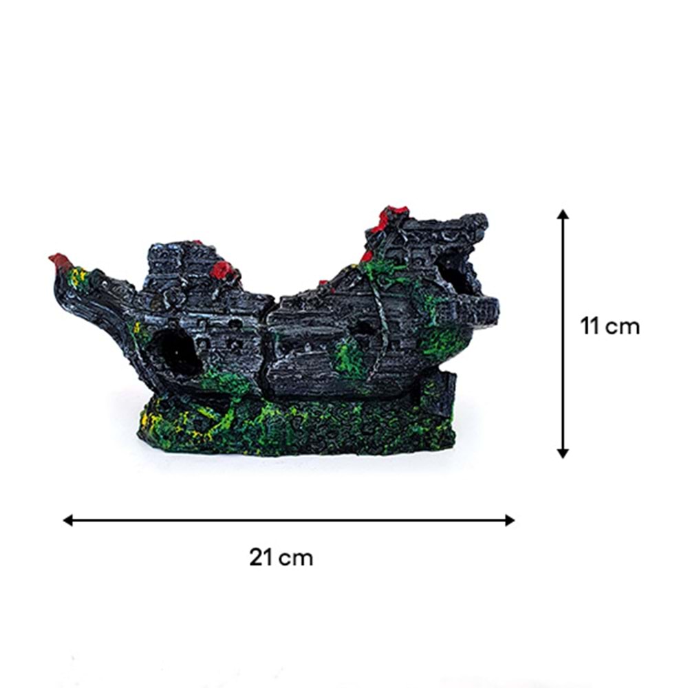 BONİSA AKVARYUM DEKOR YATIK GEMİ 21x11 CM