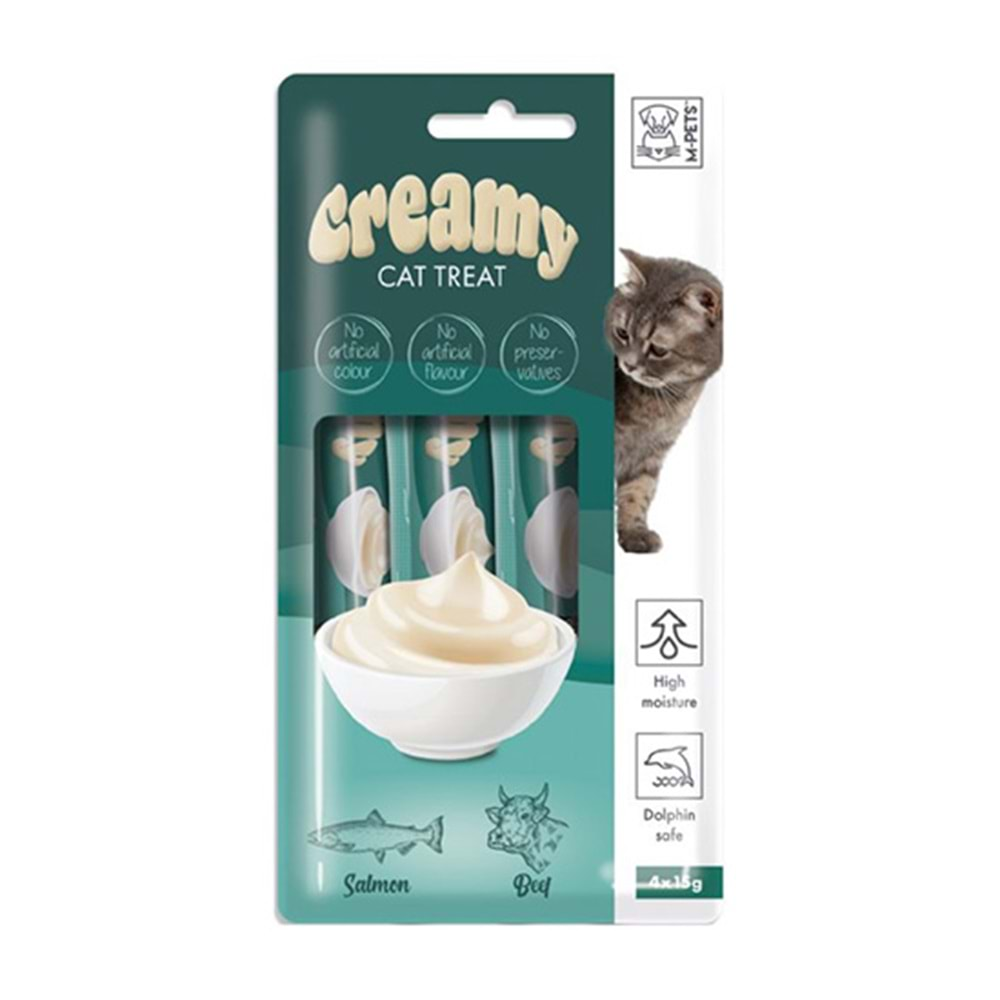 M-PETS CREAMY SOMON BALIKLI BİFTEKLİ KEDİ ÖDÜLÜ 4x15 GR