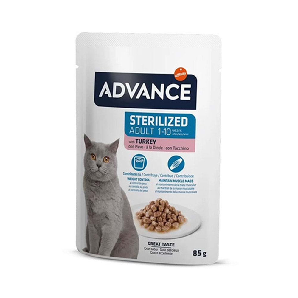 ADVANCE 85 GR CAT STERILIZED TURKEY WET POUCH