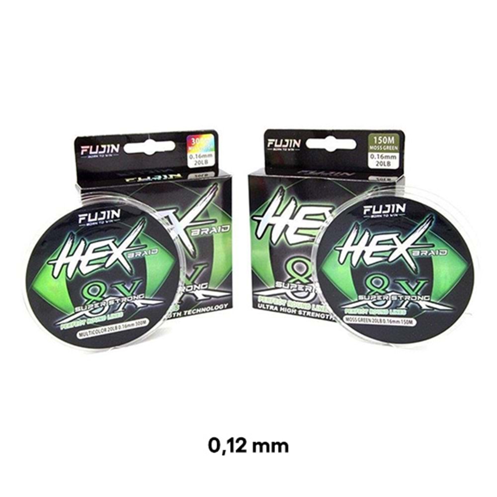 FUJİN HEX 8X MOSS GREEN PE LİNE 150 METRE 0,12 MM