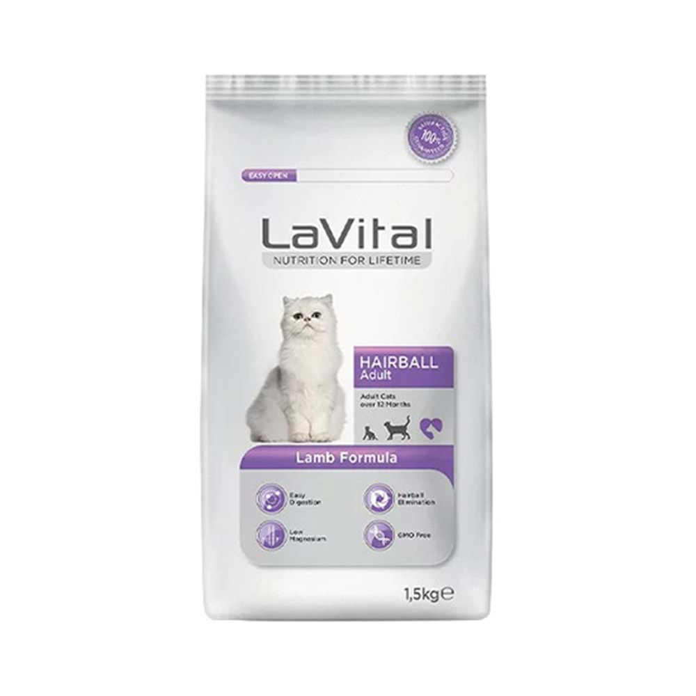 LAVİTAL 1,5 KG CAT ADULT HAIRBALL KUZULU KEDİ MAMASI