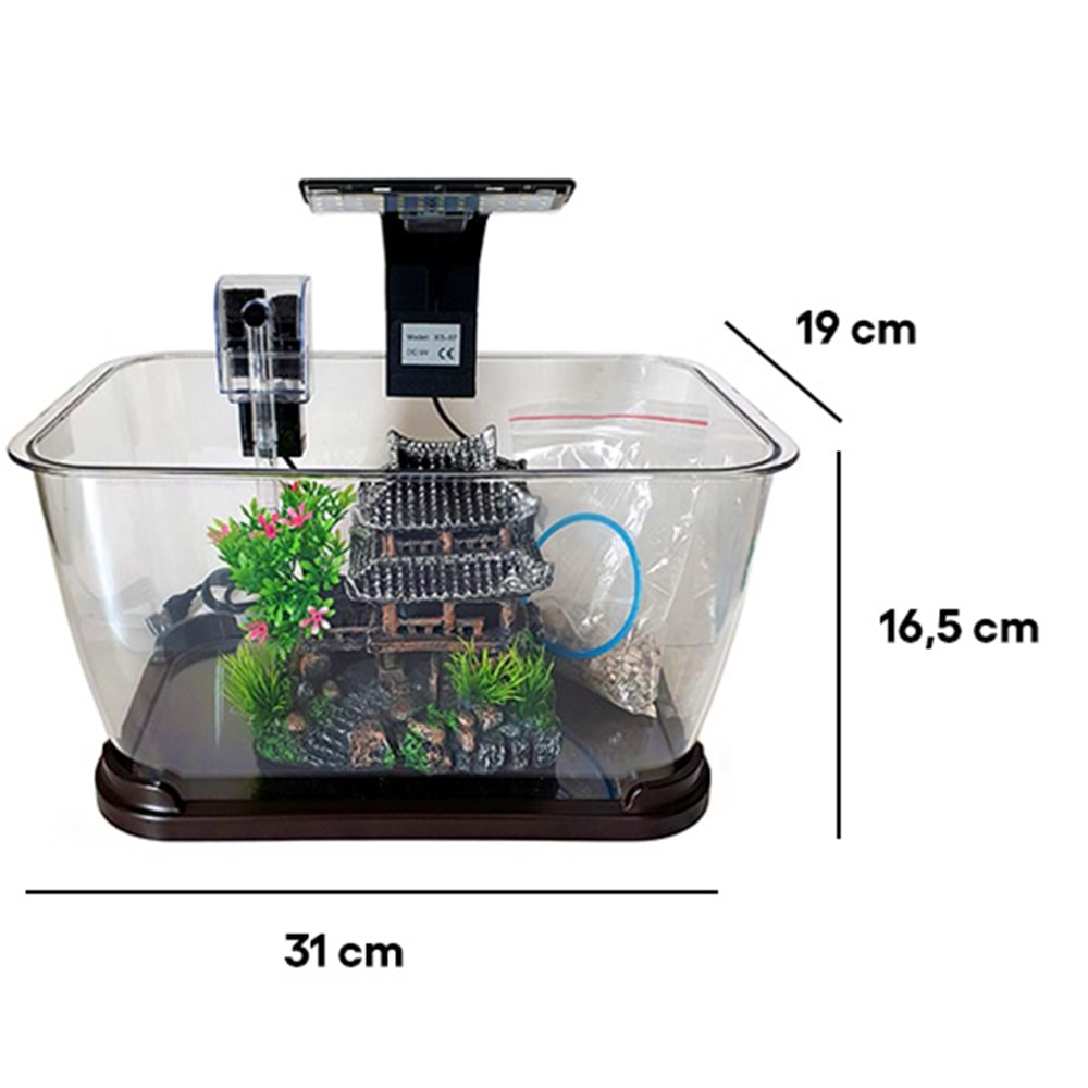 DAWAQUA FISH TANK CQF-7131-4 S-STREAM ÇİN EVİ AKVARYUM 31x19 CM