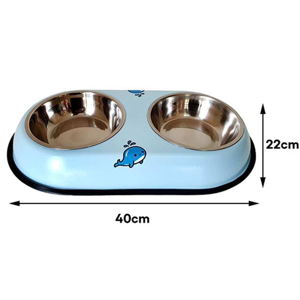 D-PETS İKİLİ MAMA KABI BÜYÜK 40x22 CM