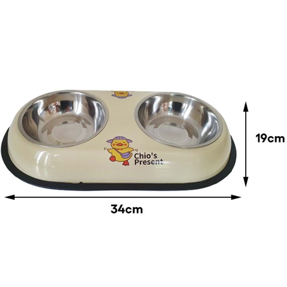 D-PETS İKİLİ MAMA KABI KÜÇÜK 34x19 CM