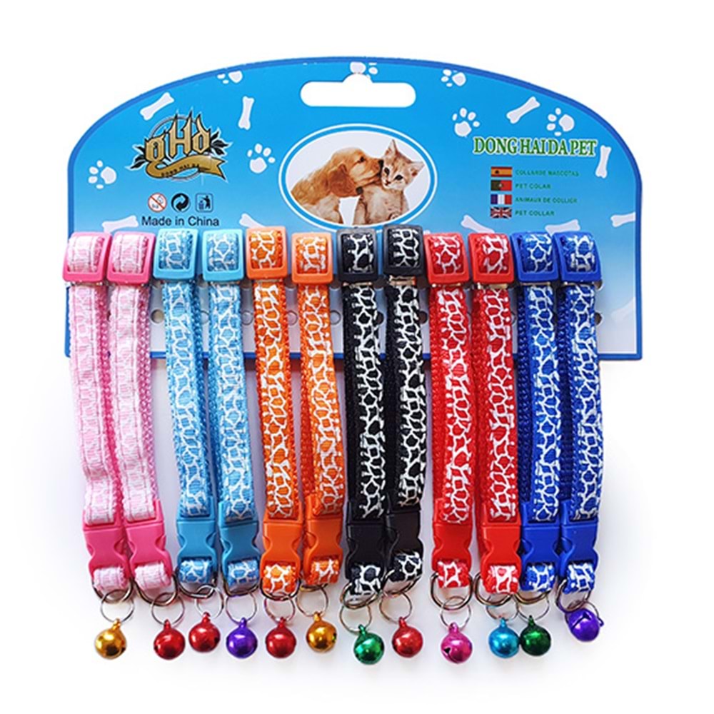 D-PETS ZEBRA DESEN KEDİ BOYUN TASMASI 12Lİ KARTELA