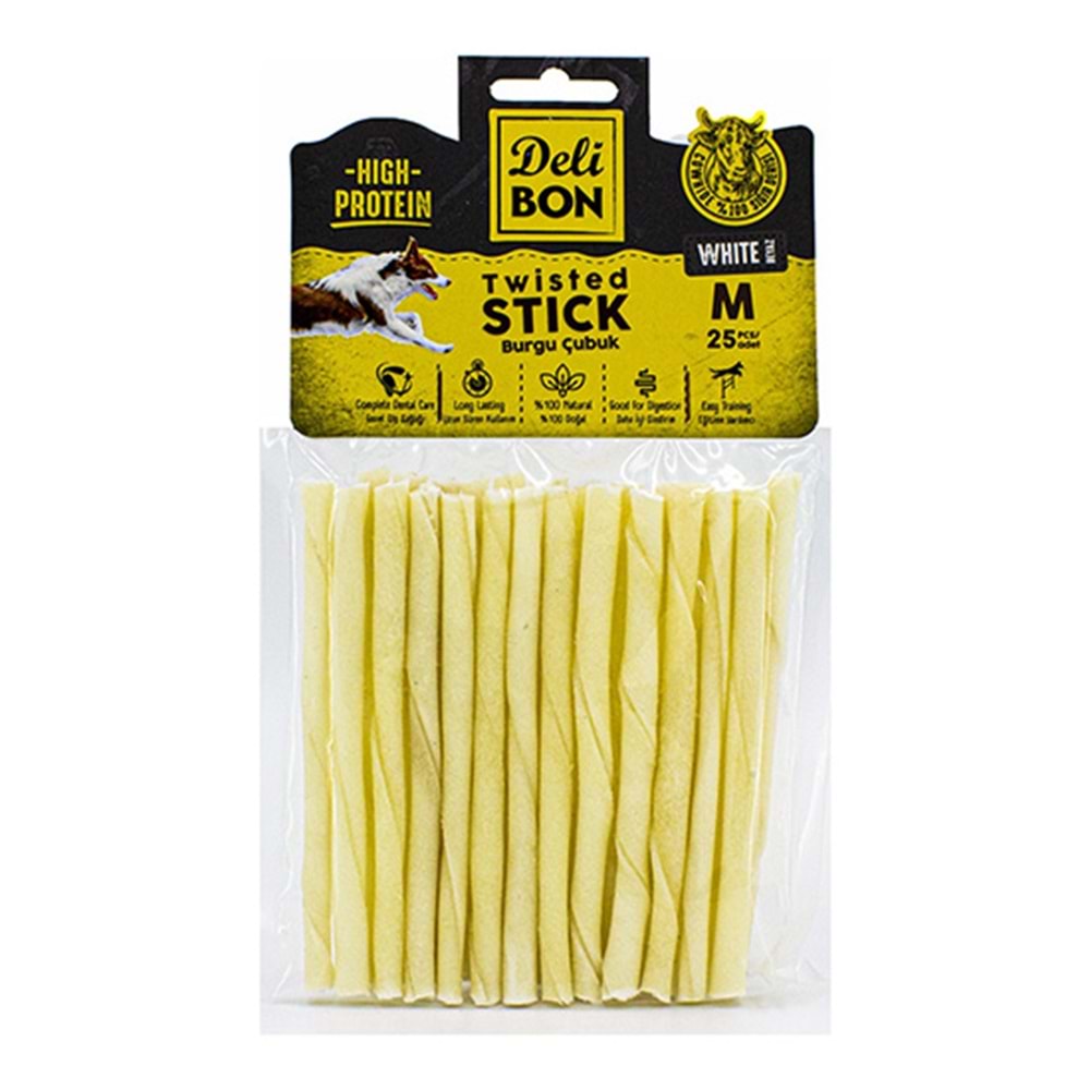 DELİBON DERİ BURGU ÇUBUK ORTA BOY 25 Lİ PAKET BEYAZ