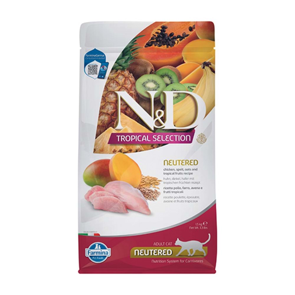 N&D 1,5 KG TROPICAL SELECTION KISIRLAŞTIRILMIŞ KEDİ TAVUKLU