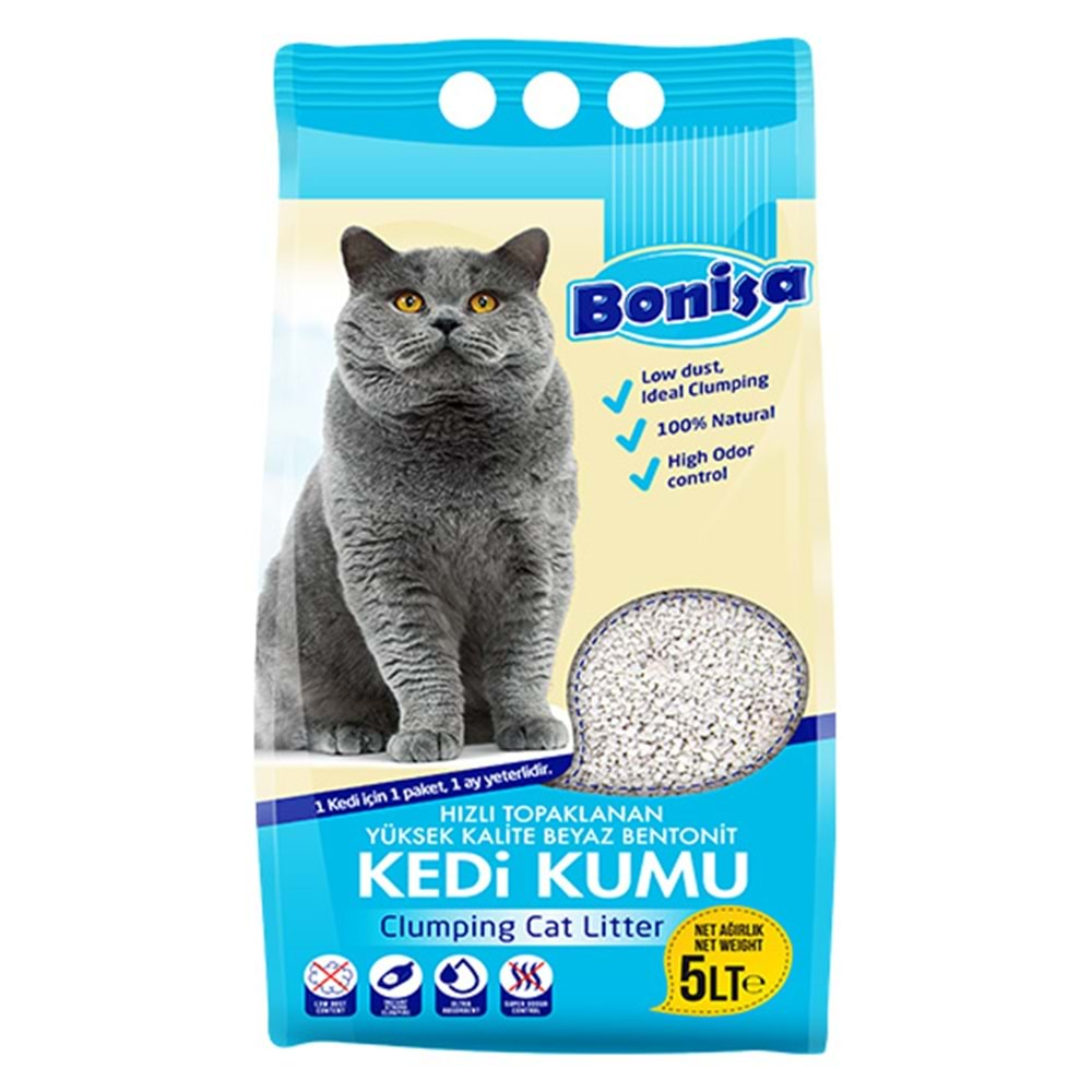 BONİSA 5 LT BENTONİT KEDİ KUMU NATURAL