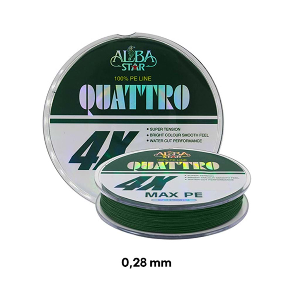 ALBASTAR QUATTRO PE LINE 150 MT L.GREEN 0,28 MM