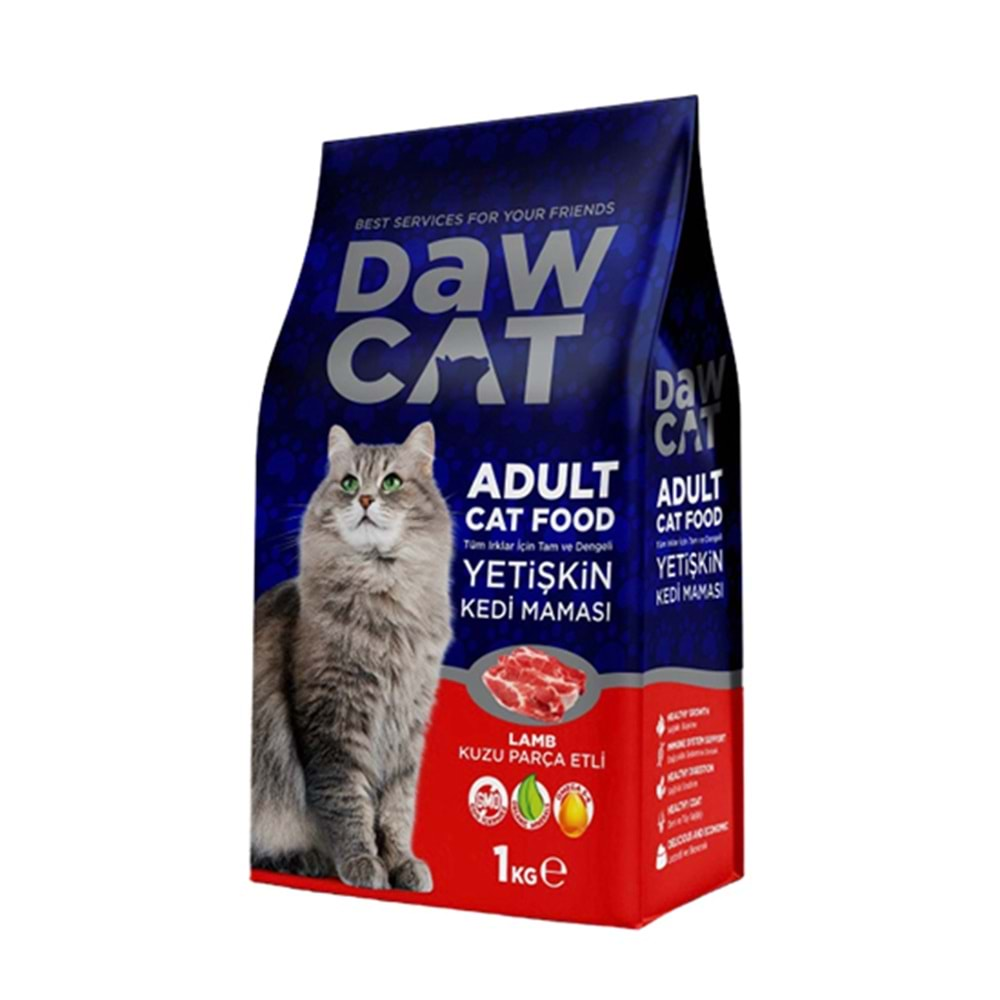 DAWCAT 1 KG YETİŞKİN KEDİ MAMASI KUZU ETLİ