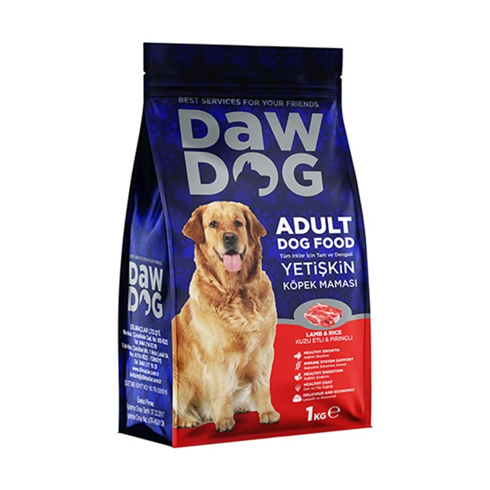 DAWDOG 1 KG YETİŞKİN KÖPEK MAMASI KUZU ETLİ & PİRİNÇLİ