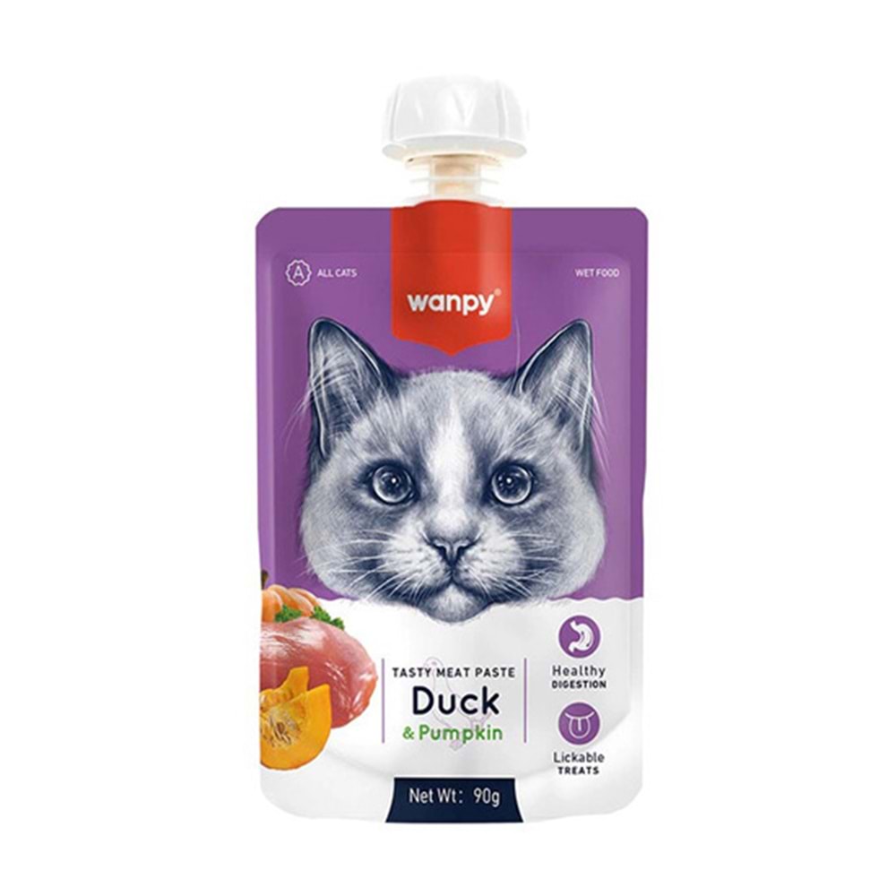 WANPY 90 GR TAZE ÖRDEKLİ & BAL KABAKLI KEDİ EZMESİ