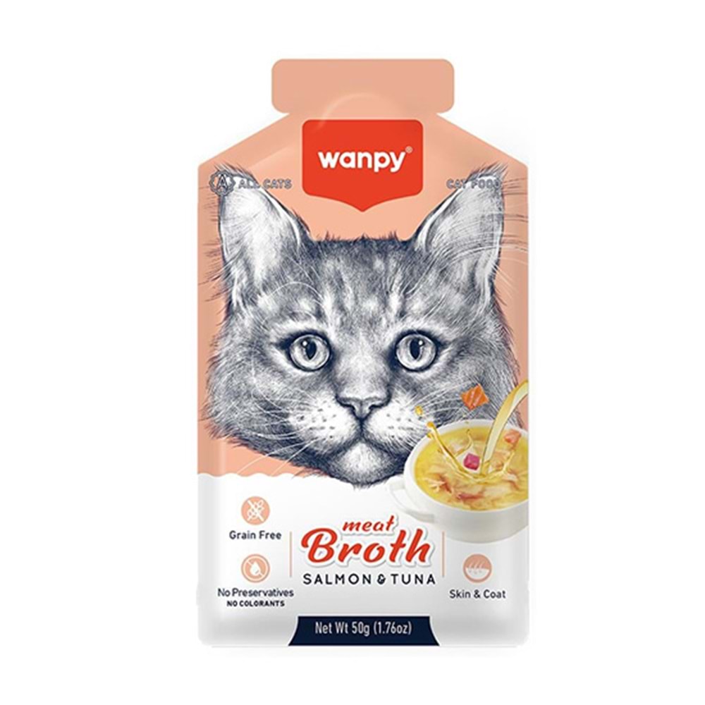 WANPY 50 GR SOMON VE TON BALIĞI ETİ KEDİ ÇORBASI