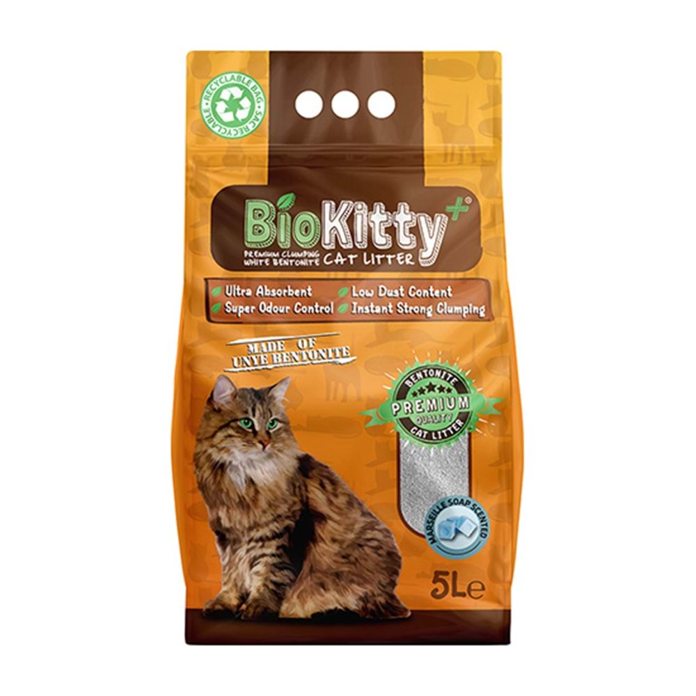 BİOKITTY 5 LT BENTONİT KEDİ KUMU MARSİLYA SABUNLU