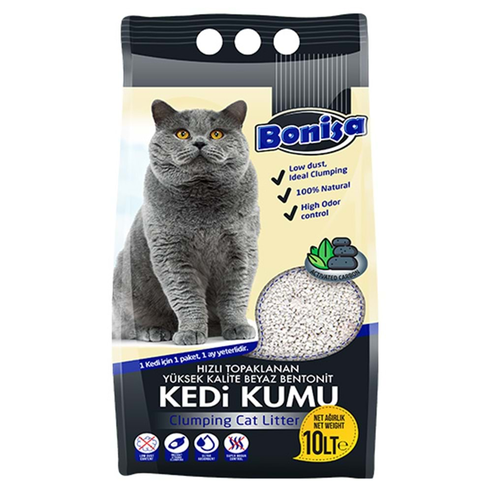 BONİSA 10 LT BENTONİT KEDİ KUMU ACTİVE CARBON