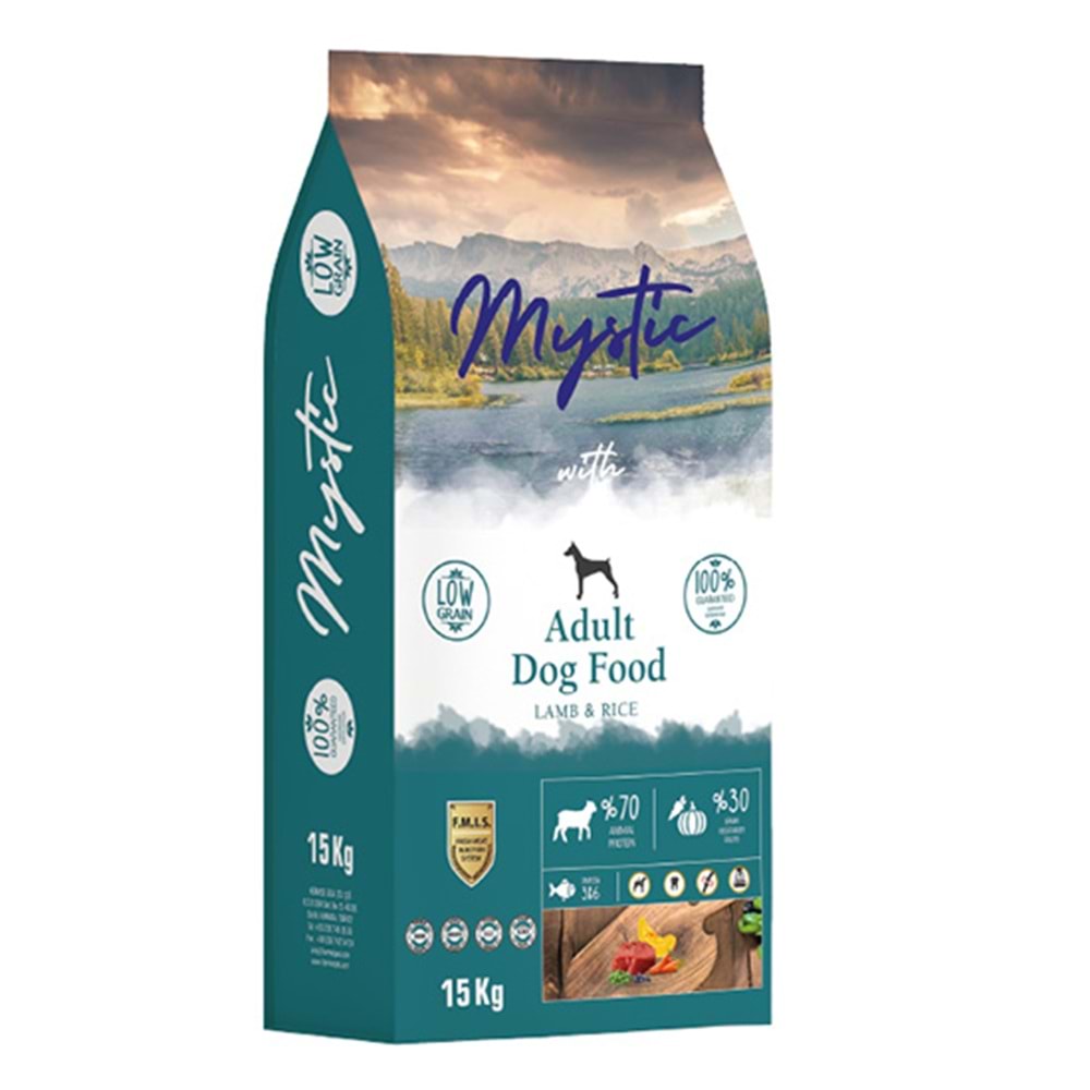 MYSTIC 15 KG YETİŞKİN KÖPEK MAMASI KUZU ETLİ PİRİNÇLİ