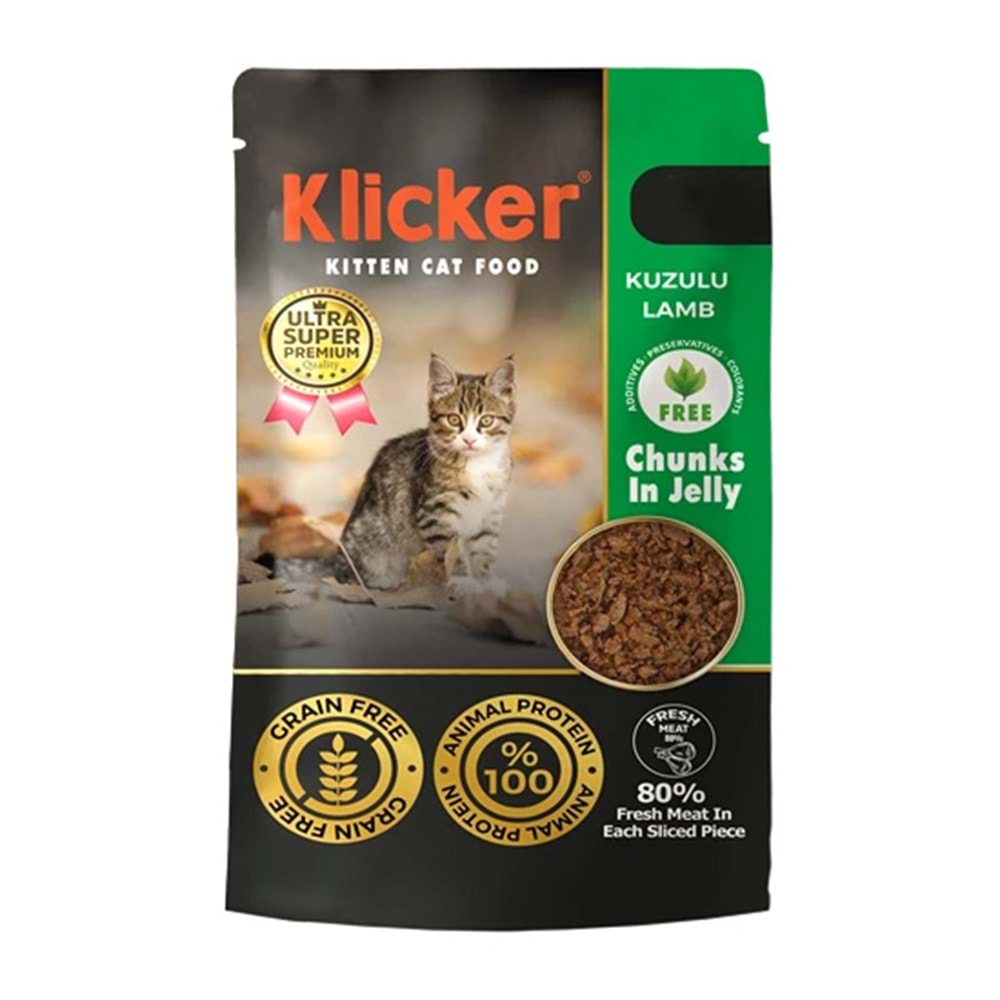 KLİCKER 85 GR KUZULU POUCH YAVRU KEDİ KONSERVE