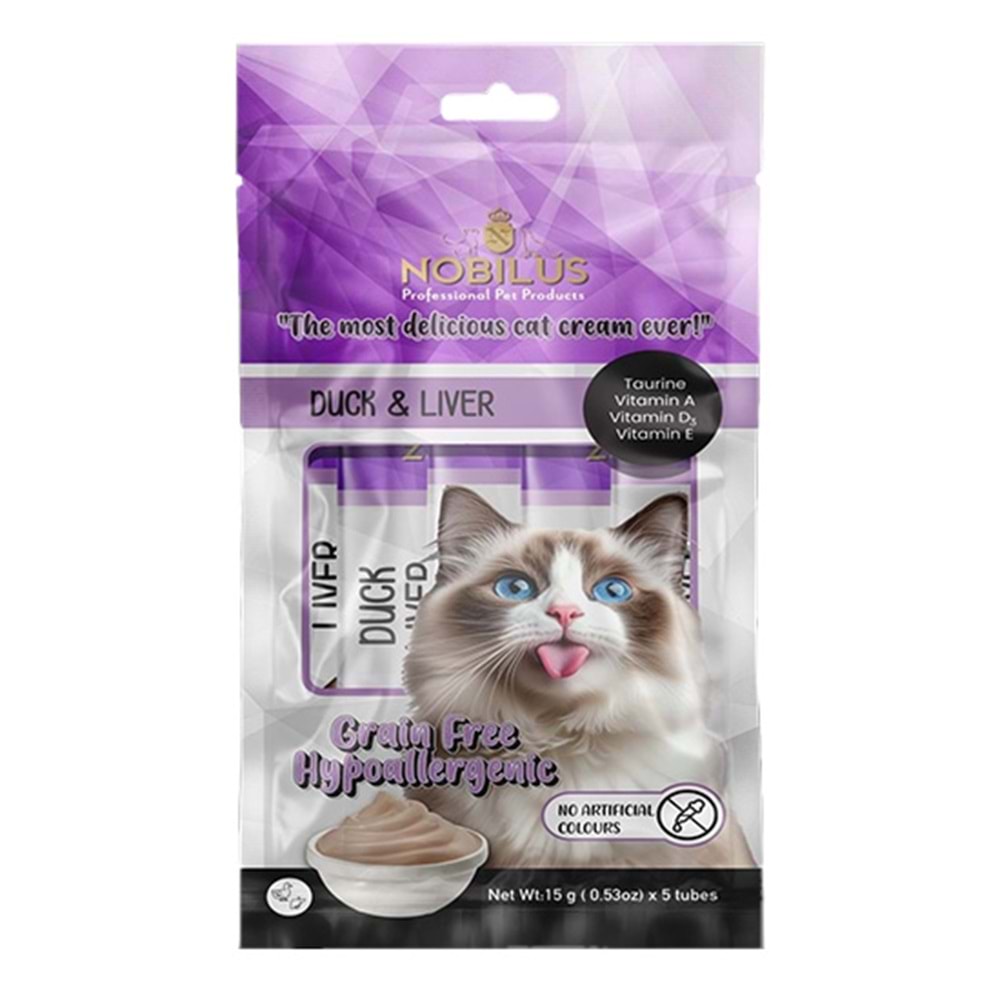 NOBILUS ÖRDEK VE CİĞERLİ KEDİ KREMA ÖDÜLÜ 5x15g