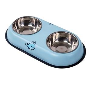 D-PETS İKİLİ MAMA KABI BÜYÜK 40x22 CM