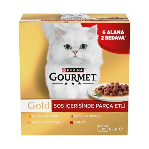 GOURMET GOLD 85 GR PARÇA ETLİ KARIŞIK - 6 ALANA 2 BEDAVA