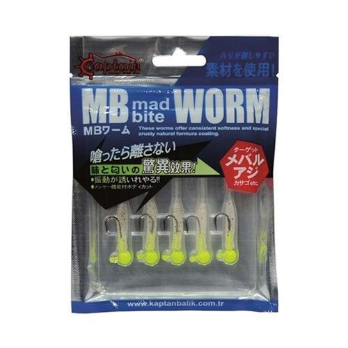 3521 MB EARTHWORM JIGHEAD SET 4CM 5Lİ PK YELLOW