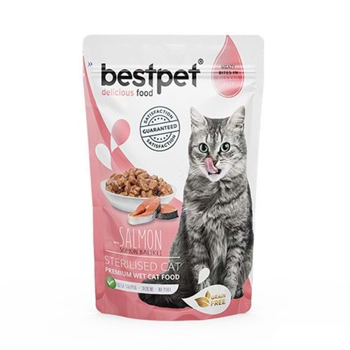 BESTPET 85 GR ADULT CAT SALMON STERIL IN JELLY POUCH