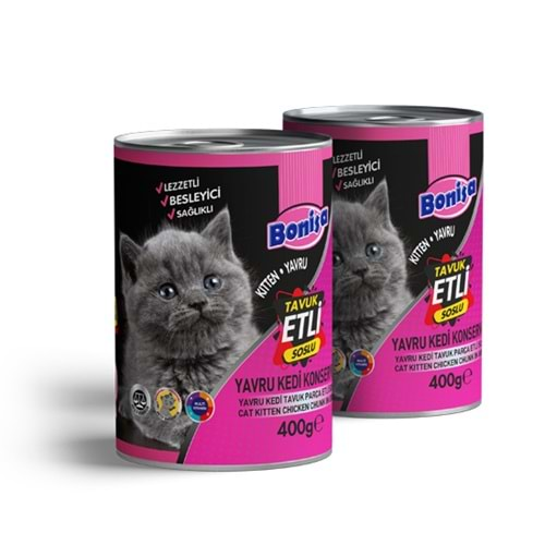 BONİSA 400 GR YAVRU KEDİ KONSERVE TAVUK ETLİ