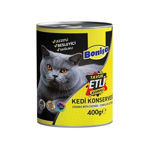 BONİSA 400 GR KEDİ KONSERVE PARÇA TAVUK ETLİ