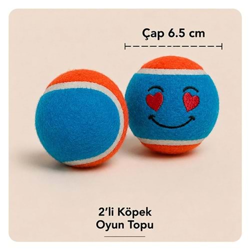 D-PETS KÖPEK TOPU 2 Lİ TENİS 6,4 CM