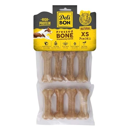 DELİBON DERİ PRES KEMİK 7 CM XS BOY 8 Lİ PAKET NATUREL