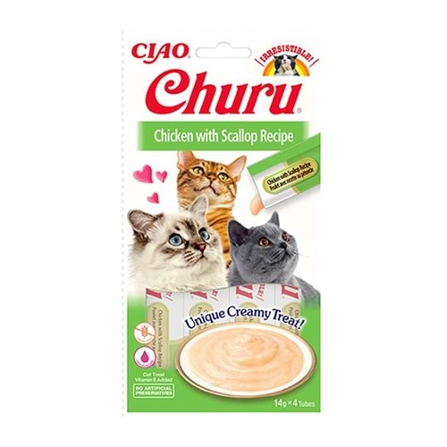 CİAO CHURU TAVUK DENİZ TARAKLI KEDİ KREMASI