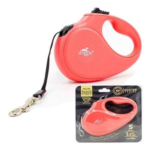 DOGGİE OTOMATIK UZATMA TASMASI MASTER SERİ PEMBE S-15 KG 5 MT