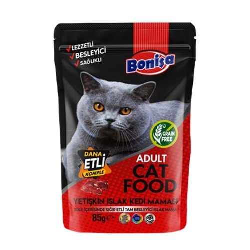 BONİSA 85 GR DANA ETLİ POUCH KEDİ KONSERVE