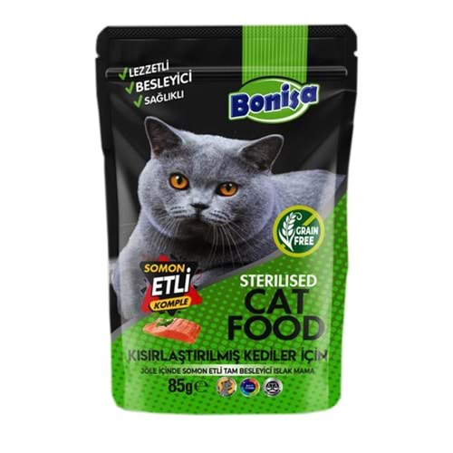 BONİSA 85 GR STERILISED SOMON ETLİ POUCH KEDİ KONSERVE