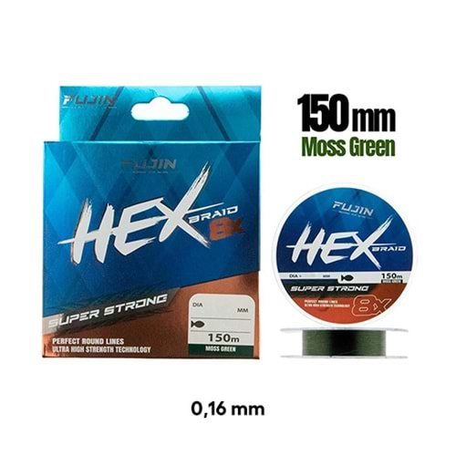 FUJİN HEX 8X MOSS GREEN PE LİNE 150 METRE 0,16 MM