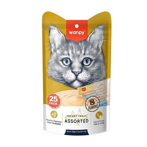 WANPY KARIŞIK 8 LEZZETLİ KREMA KEDİ ÖDÜL 25 x 14 GR