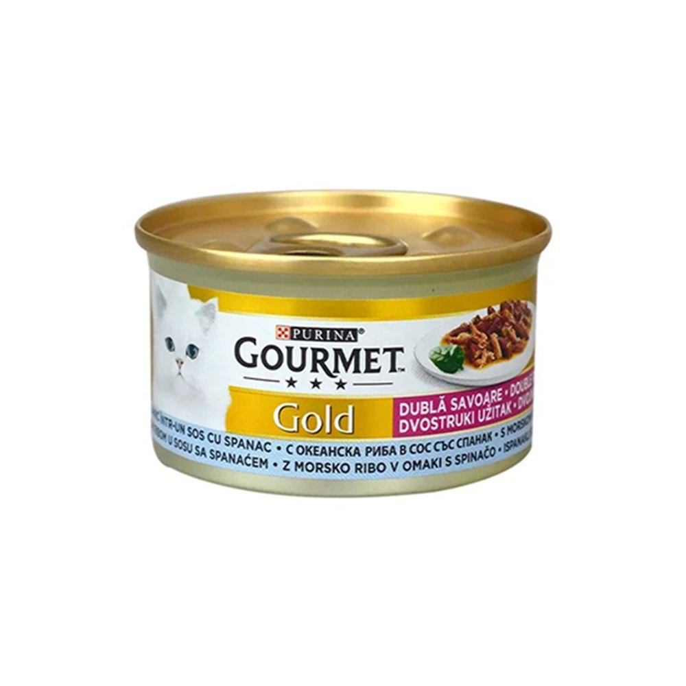 GOURMET GOLD 85 GR OKYANUS BALIĞI VE ISPANAKLI KEDİ KONSERVE