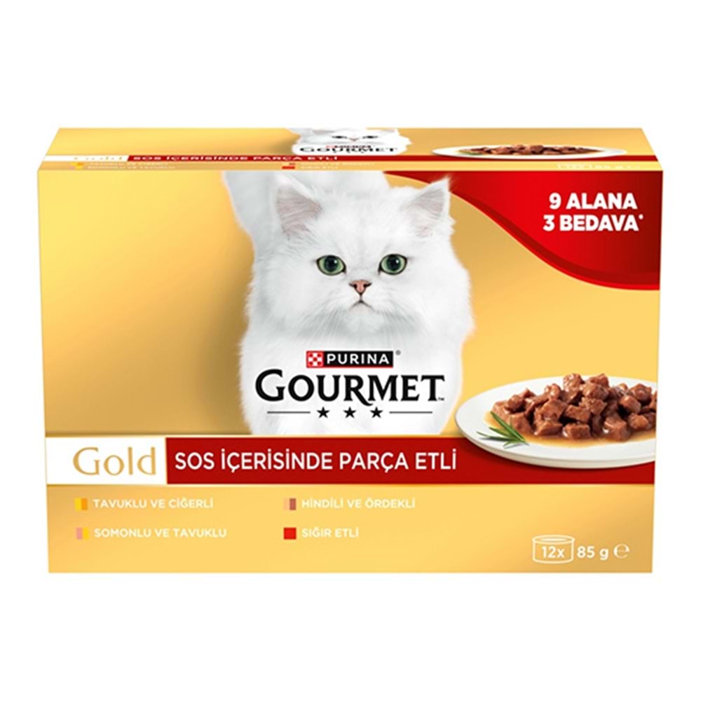 GOURMET GOLD 85 GR PARÇA ETLİ KARIŞIK - 9 ALANA 3 BEDAVA