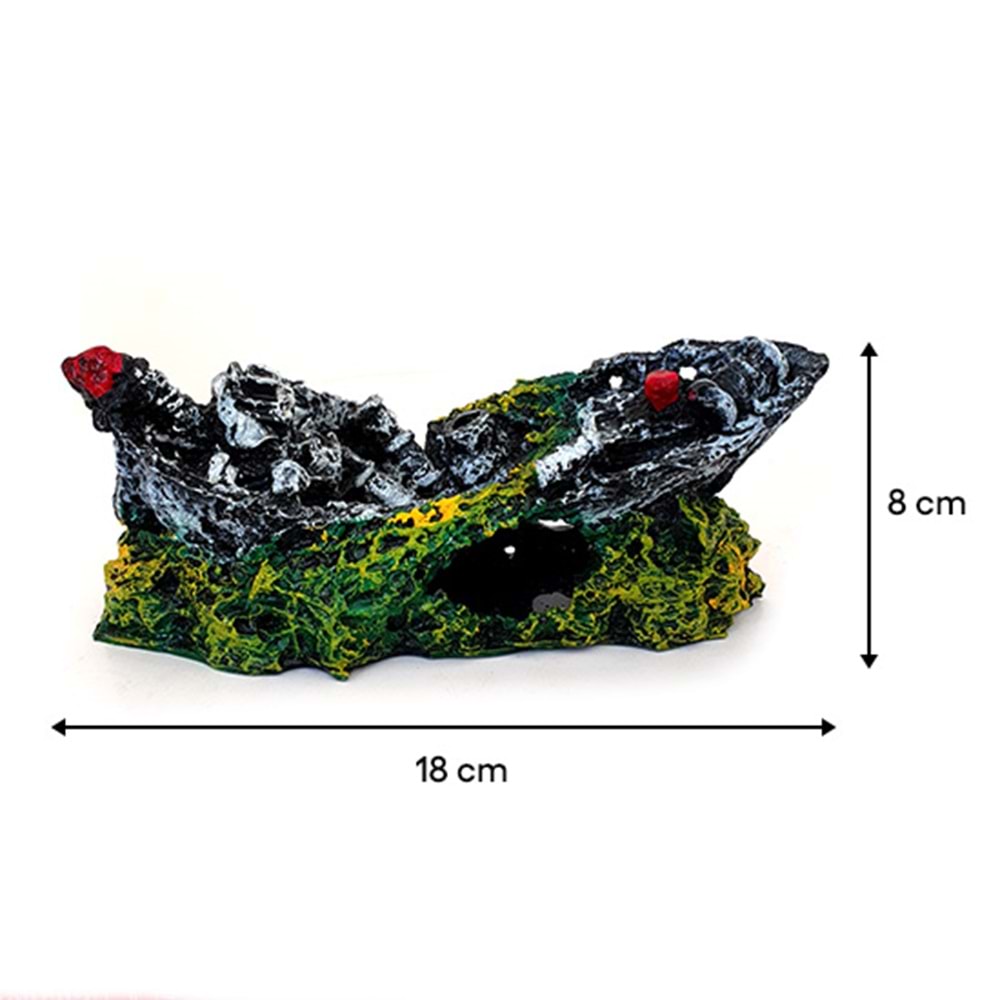 BONİSA AKVARYUM DEKOR AĞLI GEMİ 18x8 CM