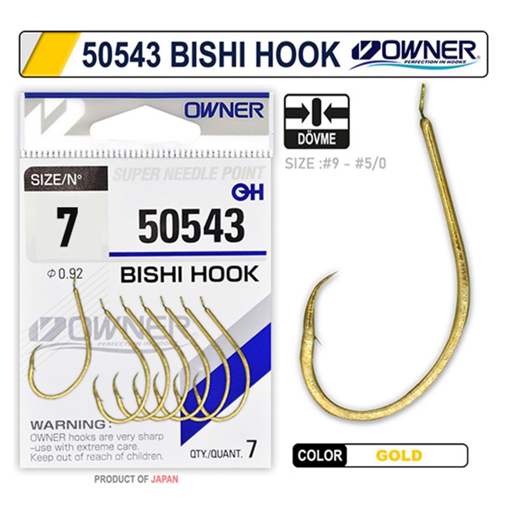 50543 OWNER BISHI HOOK GOLD İĞNE NO: 7