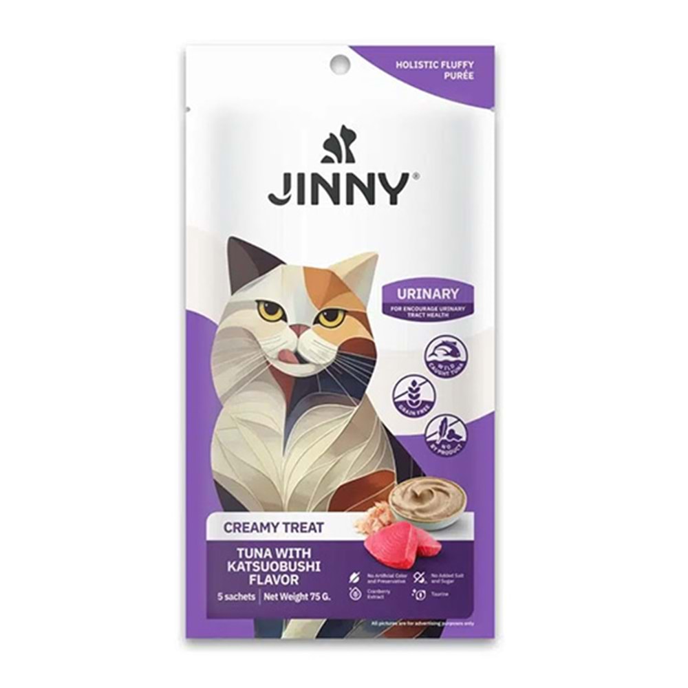 JINNY CREAMY TREAT URINARY KEDİ ÖDÜLÜ TUNA VE PALAMUT 5x15 GR