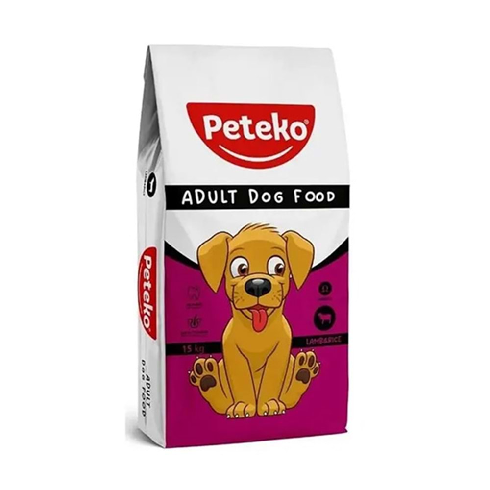 PETEKO 15 KG YETİŞKİN KÖPEK MAMASI KUZU PİRİNÇLİ