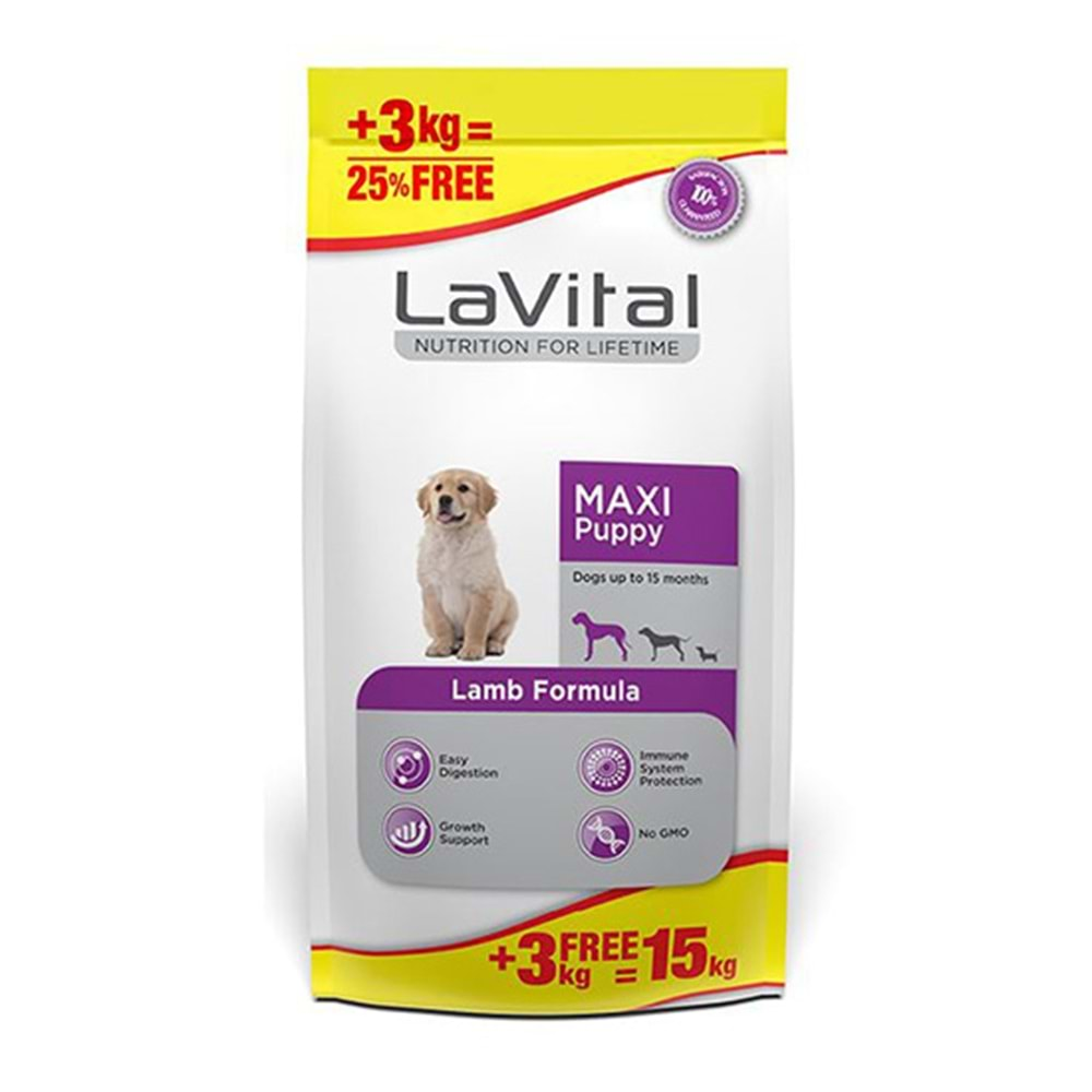 LAVİTAL 15 KG MAXİ YAVRU KÖPEK KUZULU 12+3 KG