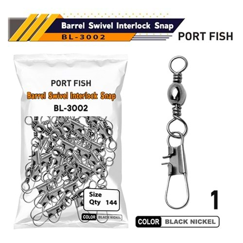 PORTFISH BL3002 NO: 1 (9) KİLİTLİ KLİPSLİ FIRDÖNDÜ 144 PCS