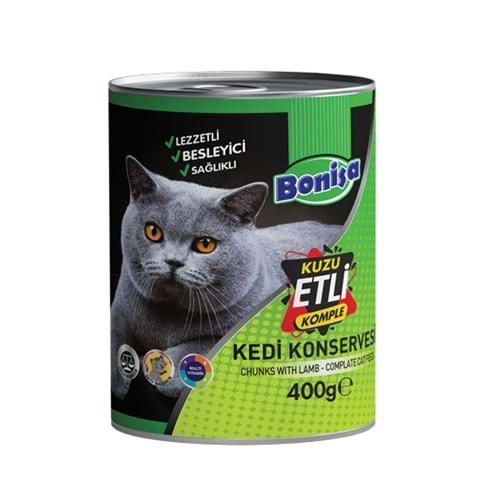 BONİSA 400 GR KEDİ KONSERVE PARÇA KUZU ETLİ