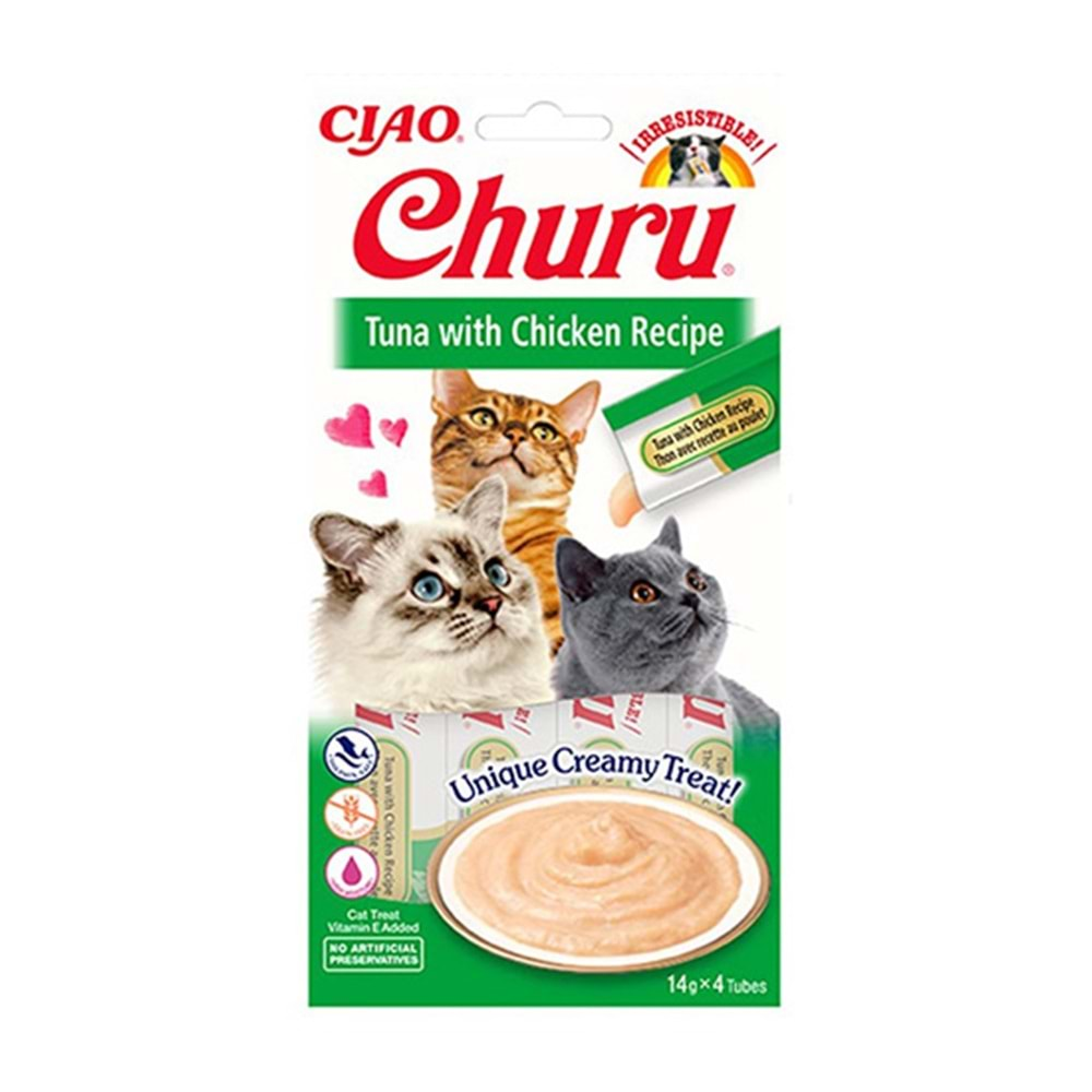 CİAO CHURU CREAM TON VE TAVUKLU KEDİ KREMASI