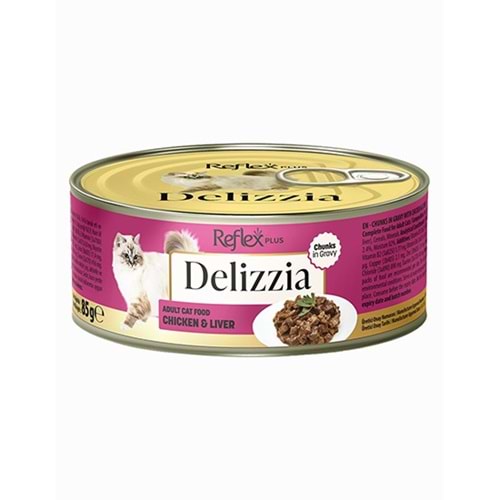 REFLEX PLUS 85 GR DELIZZIA SOS İÇİNDE PARÇALI YETİŞKİN KEDİ TAVUK