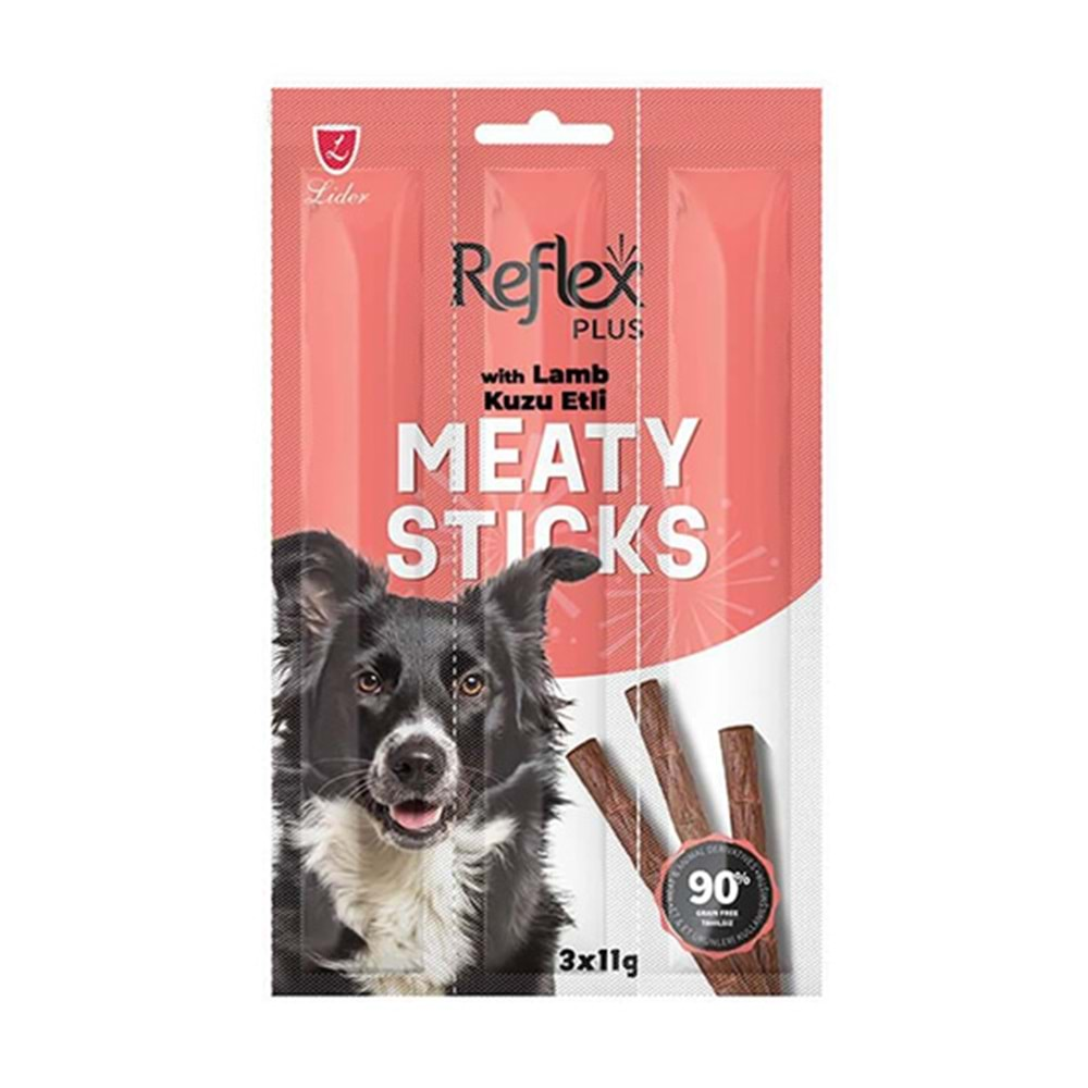 REFLEX PLUS KUZU ETLİ ÇUBUK YETİŞKİN KÖPEK ÖDÜL MAMASI 3*11 GR