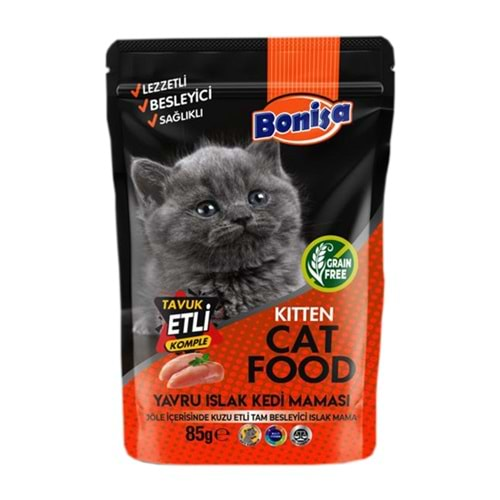 BONİSA 85 GR KITTEN TAVUK ETLİ POUCH KEDİ KONSERVE