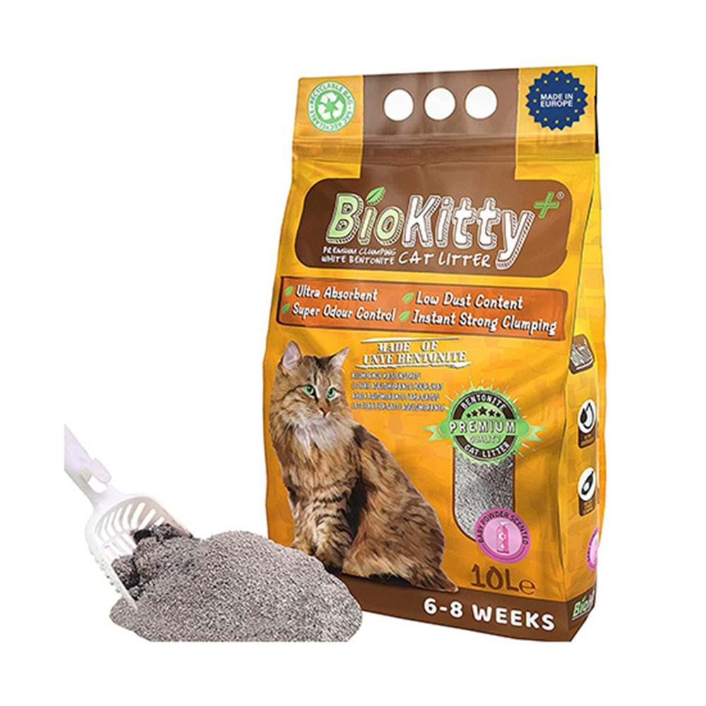 BİOKITTY 10 LT BENTONİT KEDİ KUMU BABY POWDER